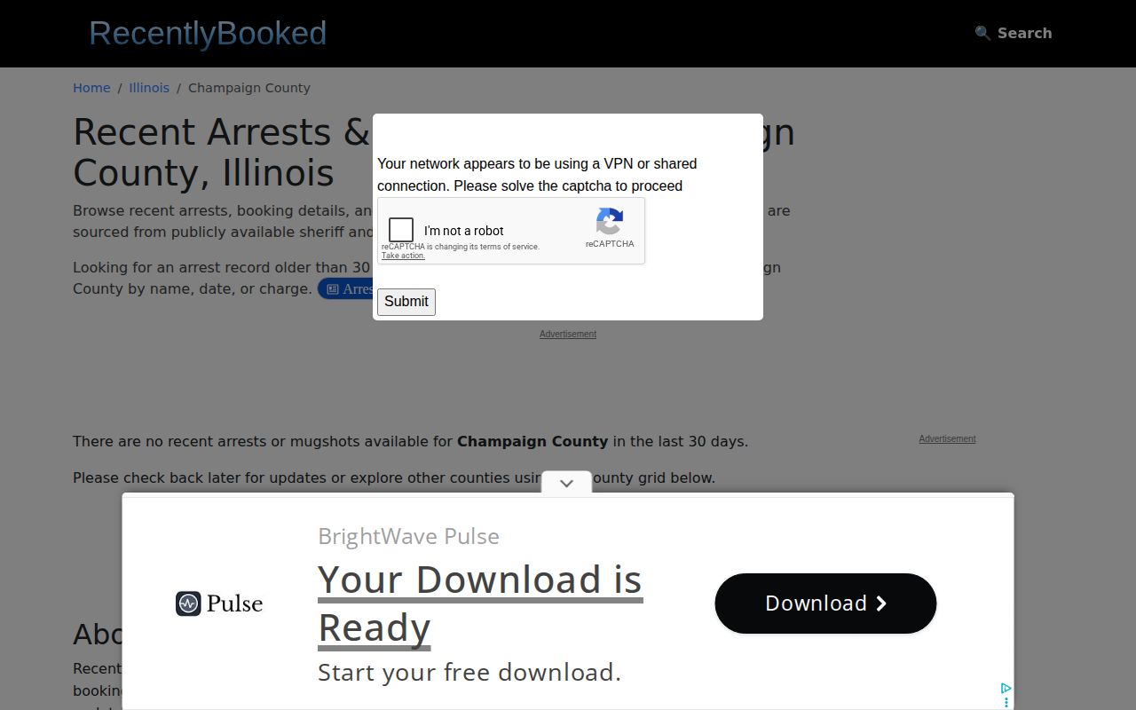RecentlyBooked Champaign County unofficial local arrest index