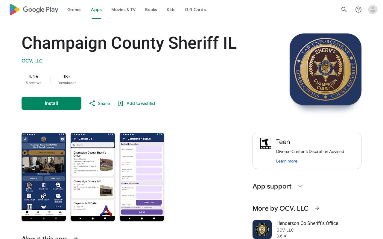 Official Champaign County Sheriff app for inmate information and critical updates