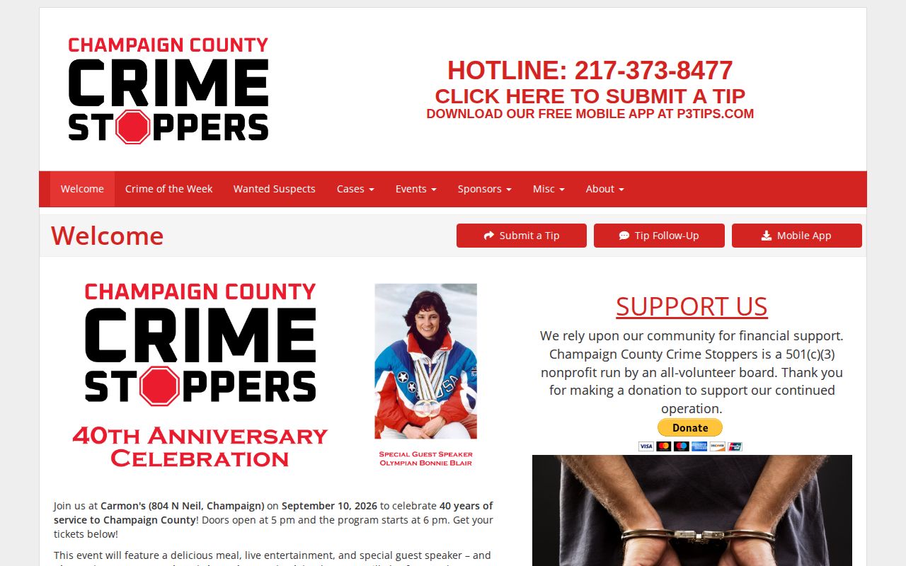 Champaign County Crime Stoppers official warrant tip resource