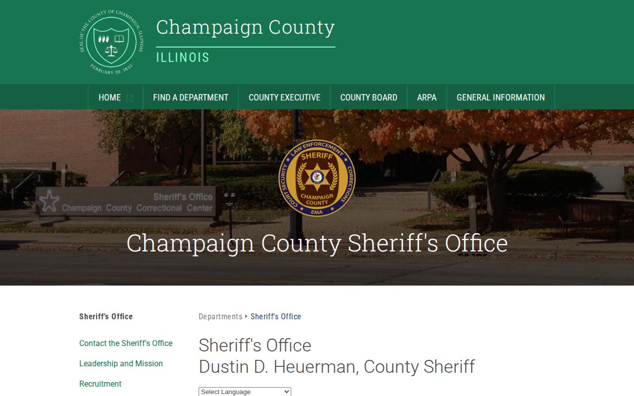 Champaign County Sheriff official page for jail and booking records