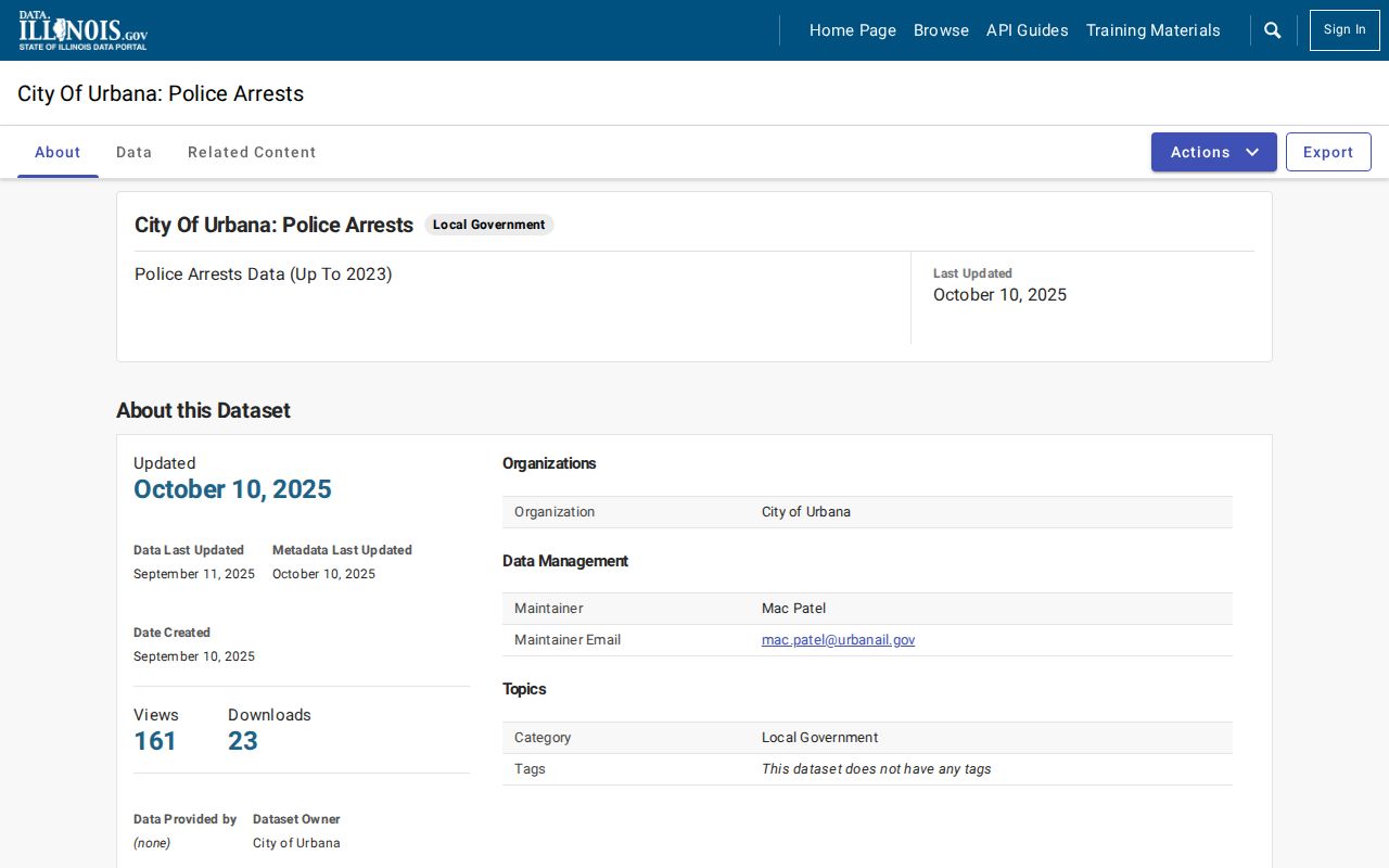 Official Urbana Police arrests dataset for historical city arrest records